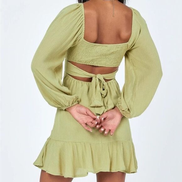 Princess Polly Narla Pistachio Green Cutout Drop Waist Mini Dress 2US - Picture 2 of 4